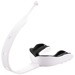 football mouth guard strapped white black