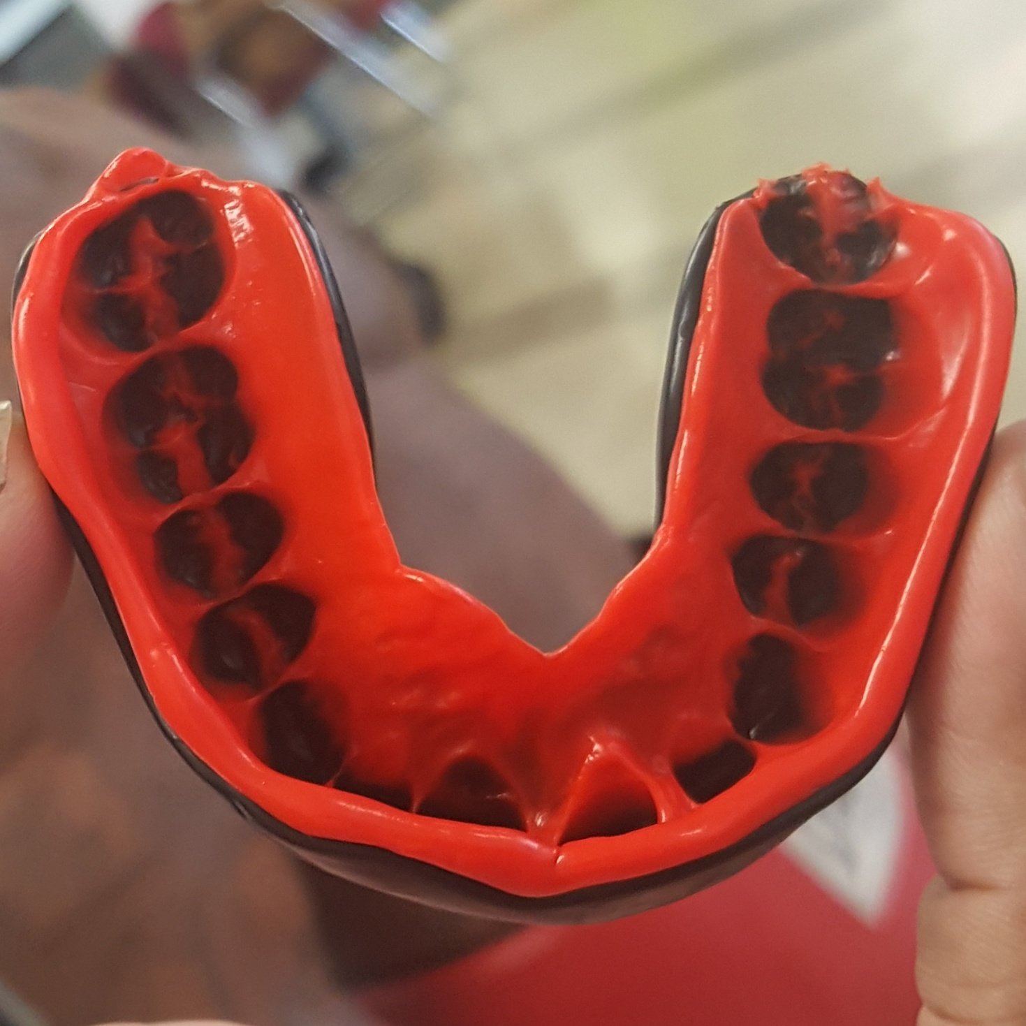 Black Red Mouth Guard Perfectly Molded