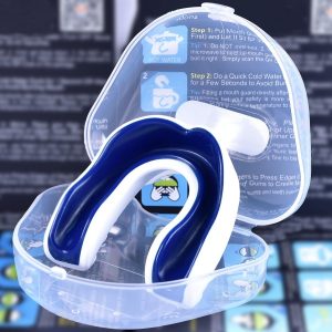 Football Mouth Guard White Navy Blue