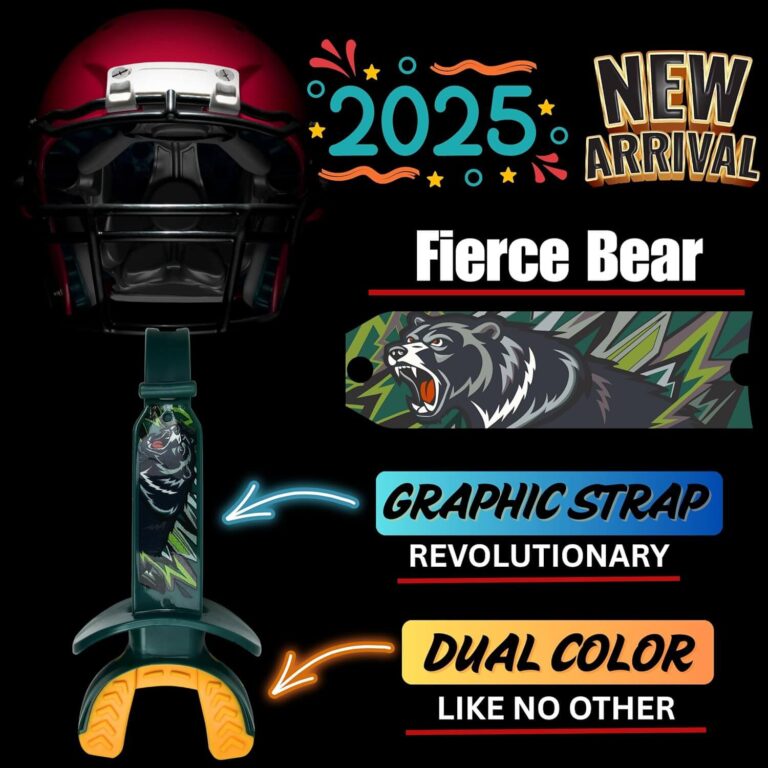 Football Mouth Guard with Strap Fierce Bear Football Mouthpiece Football Mouth Guard with Strap Fierce Bear Football Mouthpiece
