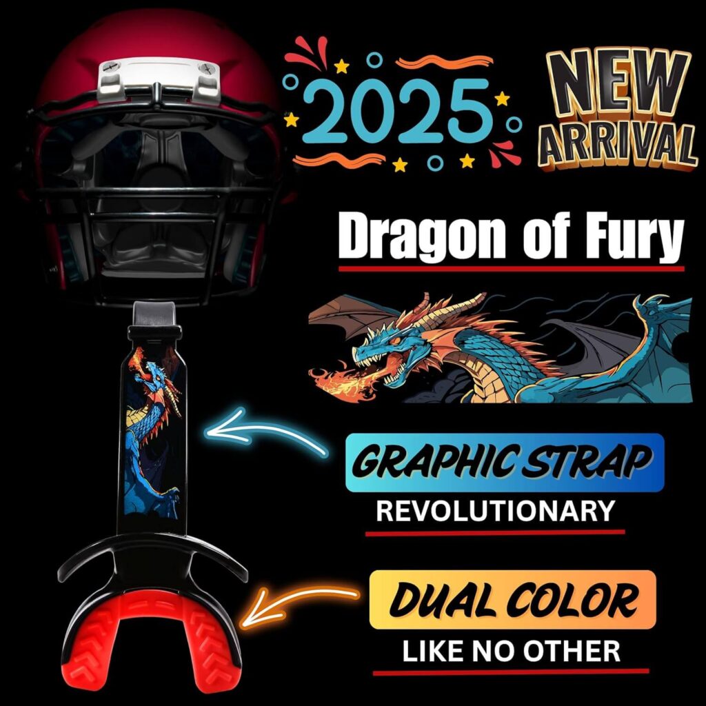 Football Mouth Guard with Strap Lip Protector Dragon of Fury