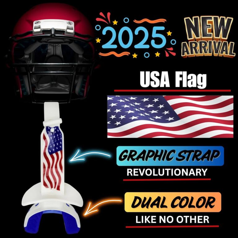 USA Flag Football Mouth Guard Lip Protector with Strap USA Flag Football Mouth Guard Lip Protector with Strap