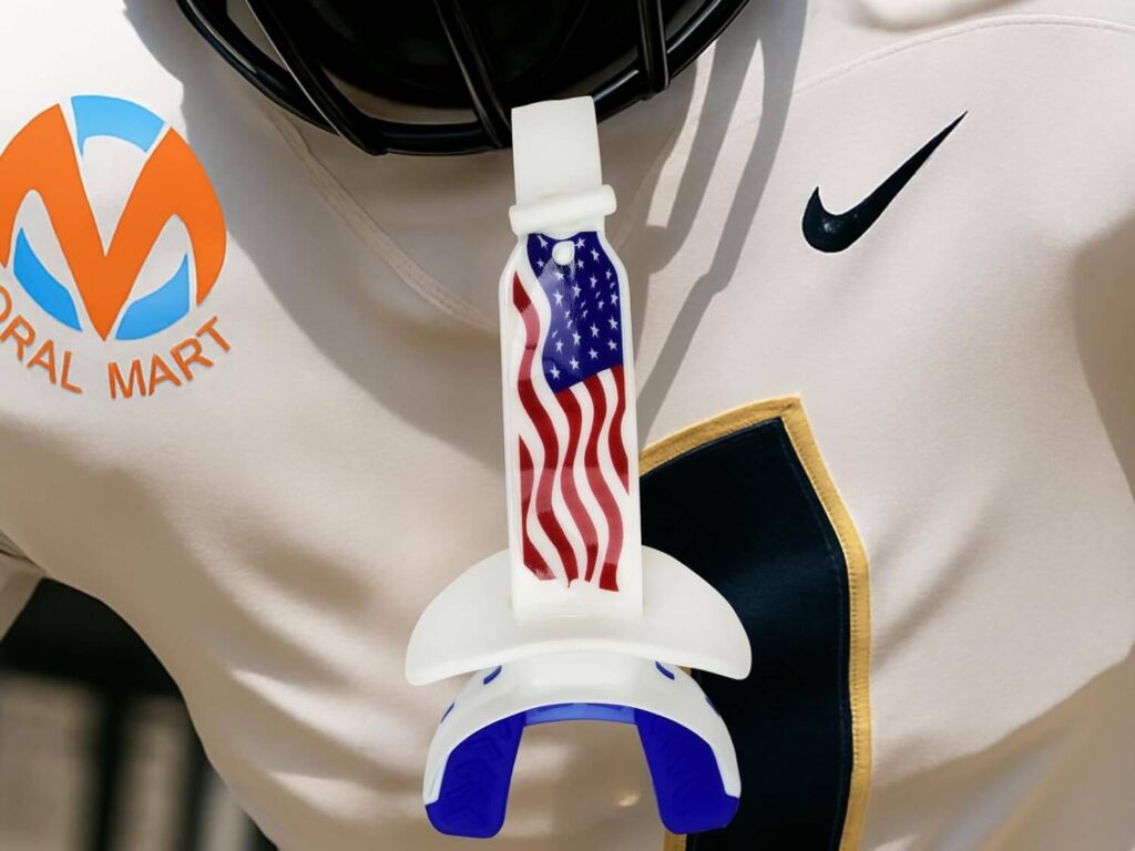 USA Flag Football Mouth Guard with Strap